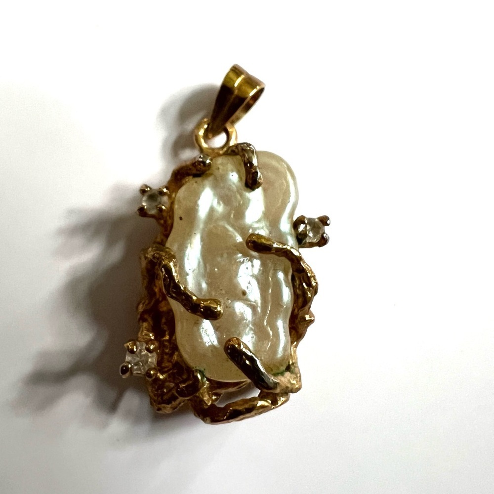 Gold Baroque & Diamond Pendant